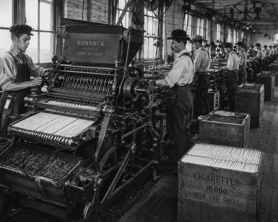 operation inside a late-1800s tobacco factory