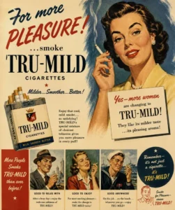 vintage-style cigarette advertisement collage from the 1940s