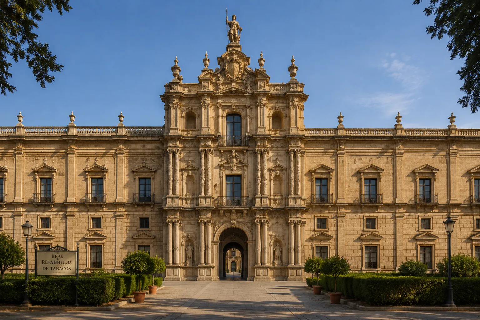 Royal Tobacco Factory of Seville's grand baroque façade
